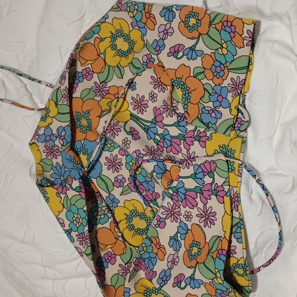 Zara XXL Halter Crop Backless Flower High Neck Top - Picture 6 of 7